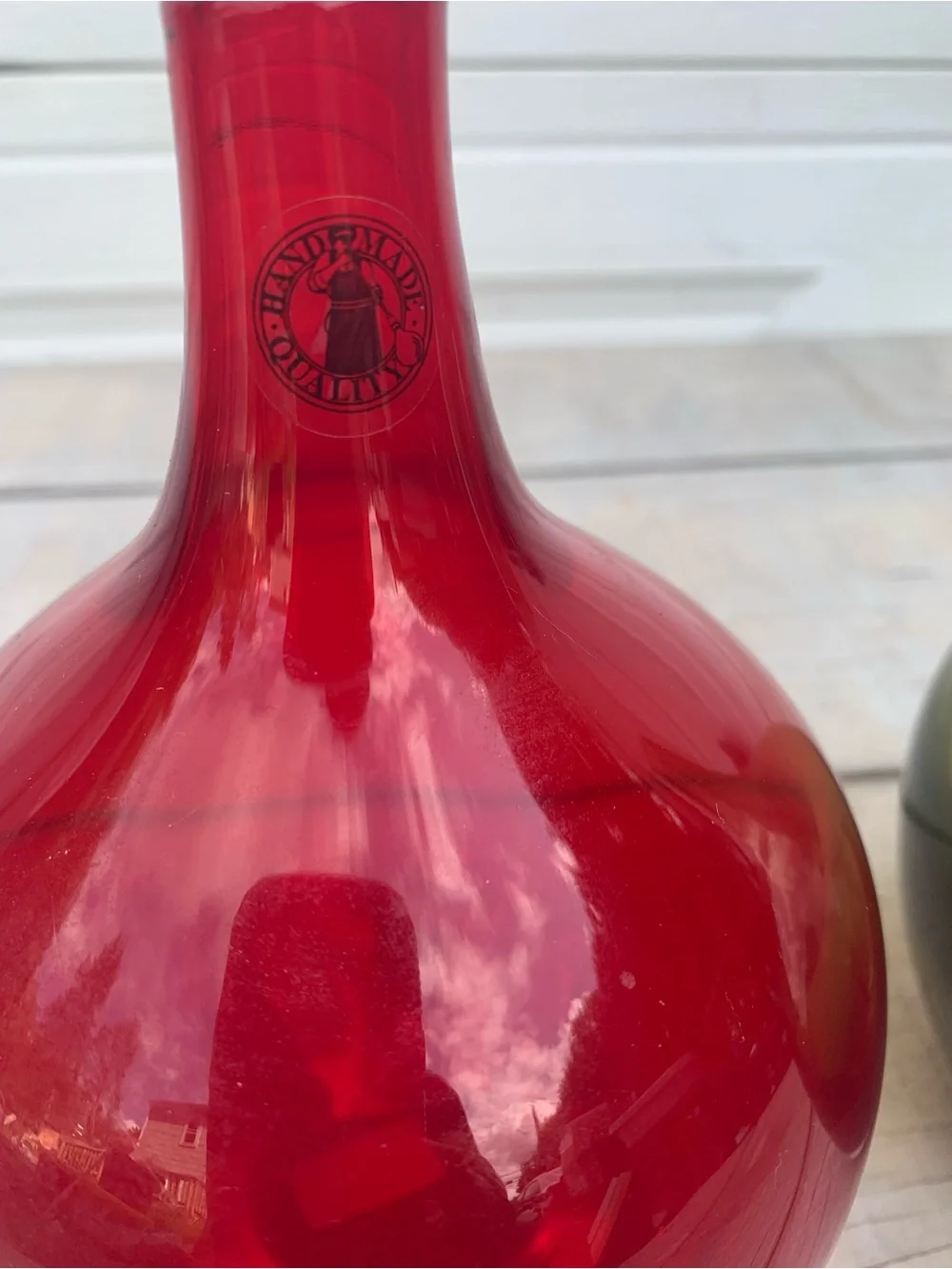 Red & Olive Green Art Glass Salong Vase Hand Blown J Jelinek Retired Style pair